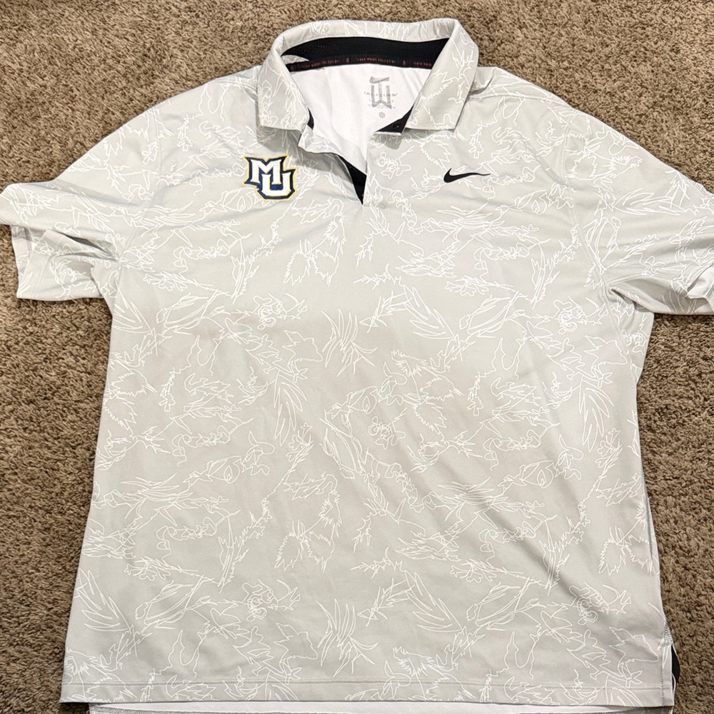 Nike Gray and White Marquette University Polo Shirt